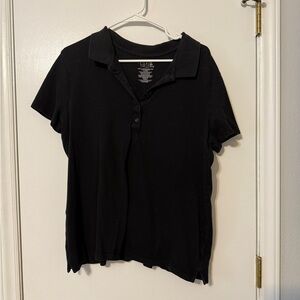 Time and Tru Black Short Sleeve Button Down Shirt